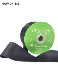 ~2.5 Inch Waterproof And Weather Resistant Luster Double Faced Black Satin Ribbon With Woven Edge