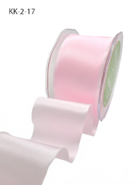 2 Inch Single Faced Pink Satin Cut On The Bias Ribbon With Wavy Cut Edge