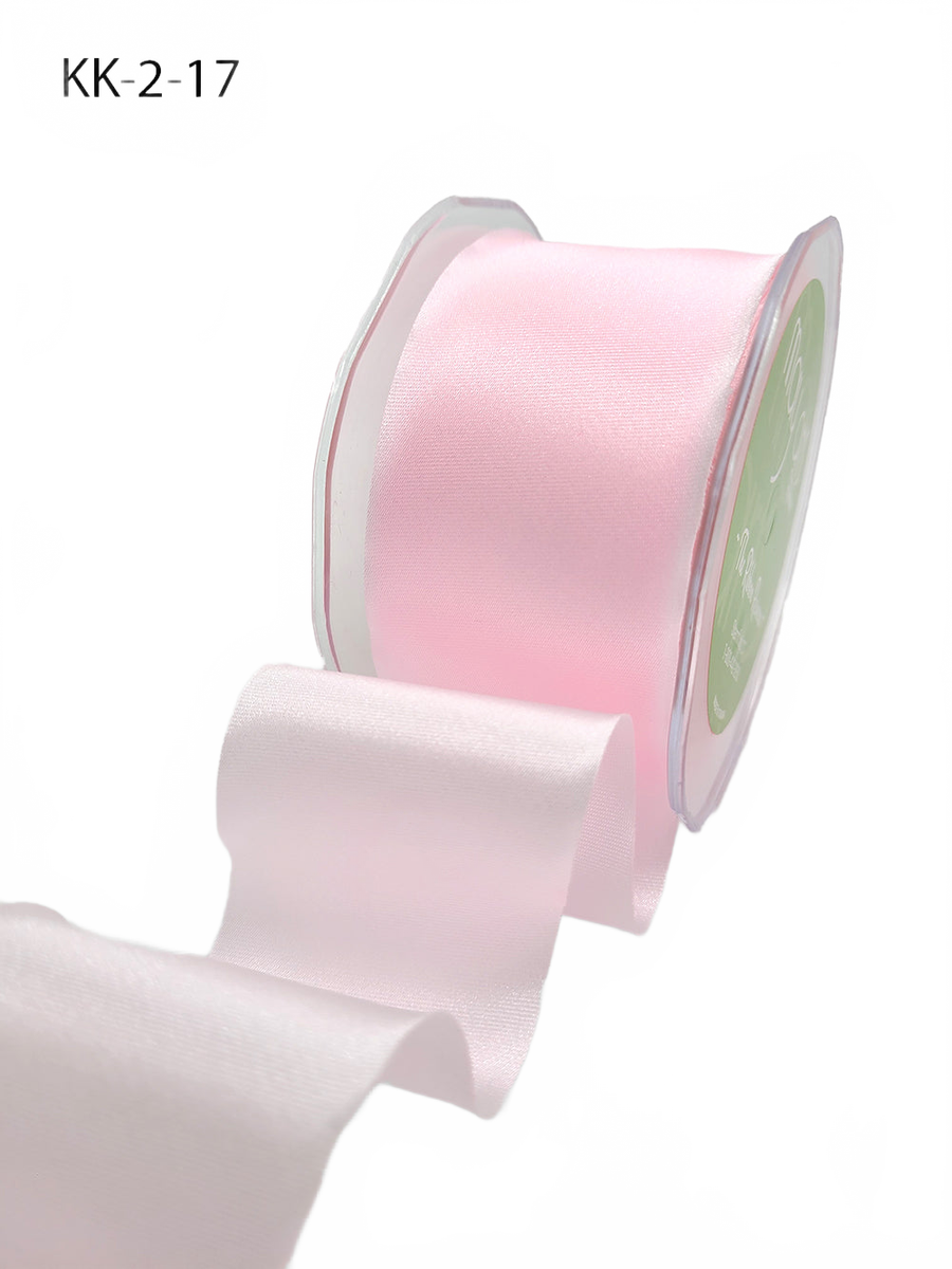 2 Inch Single Faced Pink Satin Cut On The Bias Ribbon With Wavy Cut Edge