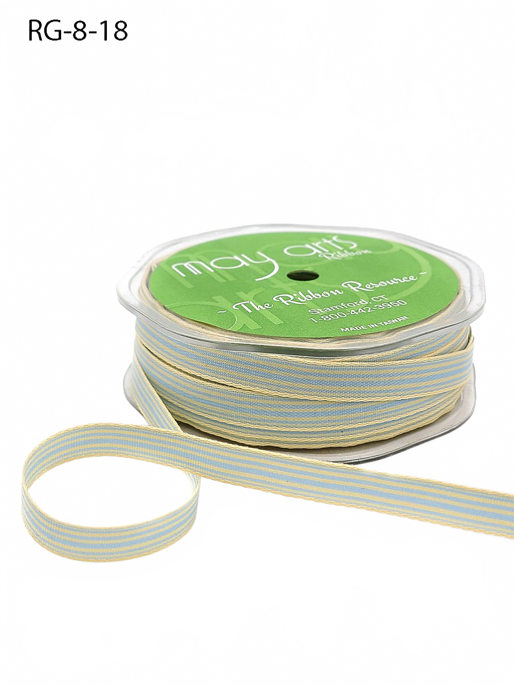 3/8 Inch Woven Light Blue/Oatmeal Stripes Grosgrain Stripe Ribbon With Woven Edge