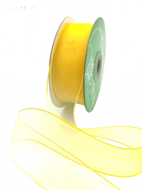 1.5 Inch Soft Variegated (Multi-Color) Lemon/Yellow Sheer Ribbon With Thin Solid Edge