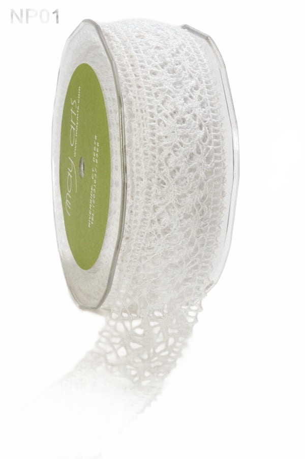 1.5 Inch Crochet White Ribbon