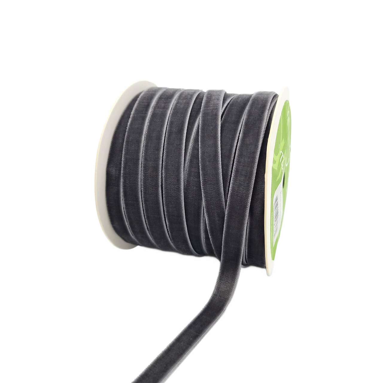 3/8 Inch Classic Charcoal Velvet Ribbon With Woven Edge