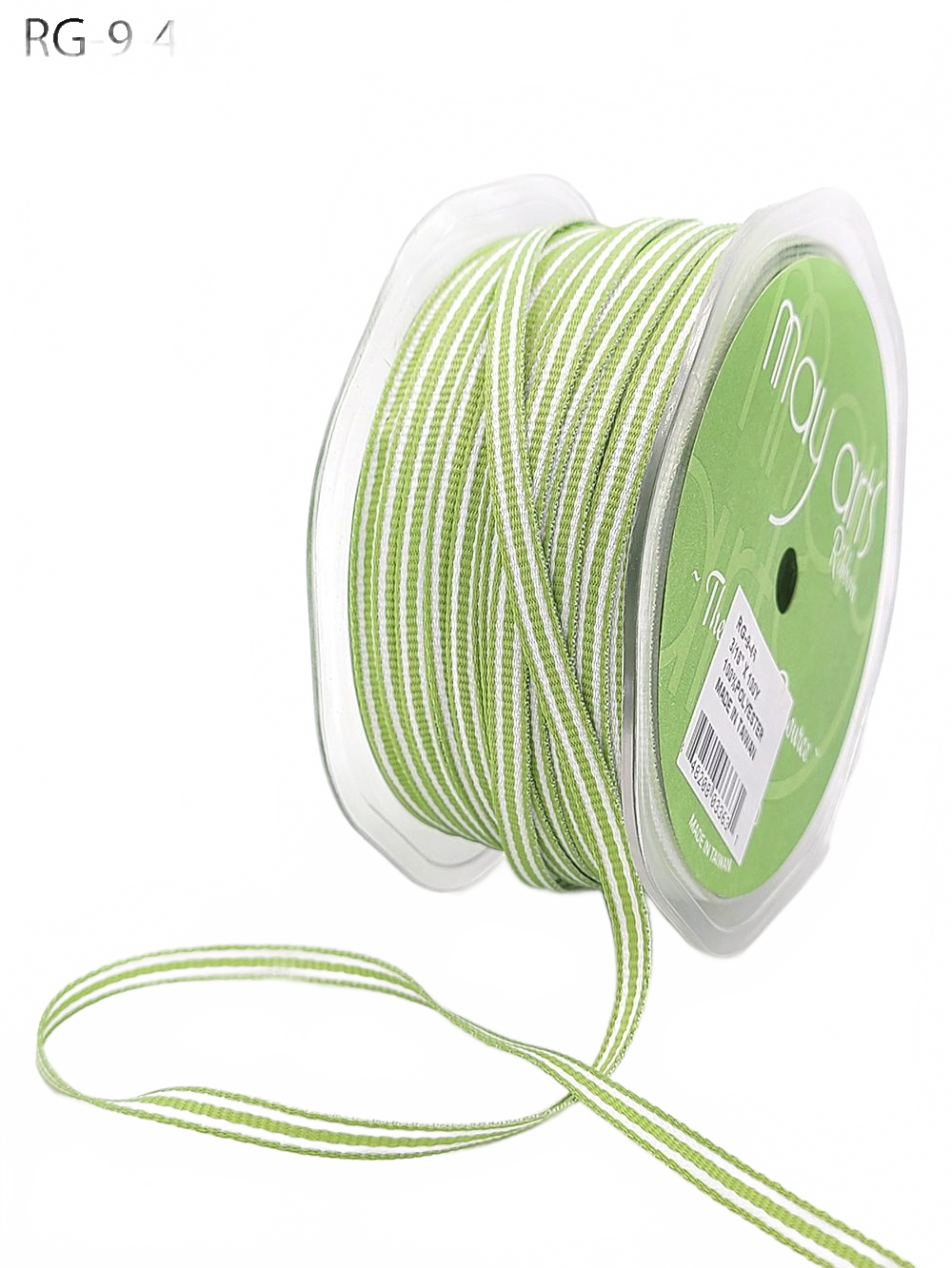 1/4 Inch Celery Twill Chevron Stripe Ribbon With Woven Edge