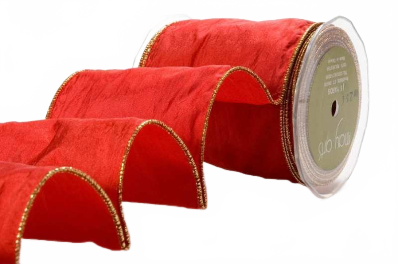 4 Inch Wrinkled Crushed Ribbon With Wired Edge