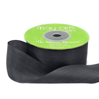 1.25 Inch 100% Hand-Dyed Charcoal Silk Ribbon With Woven Edge