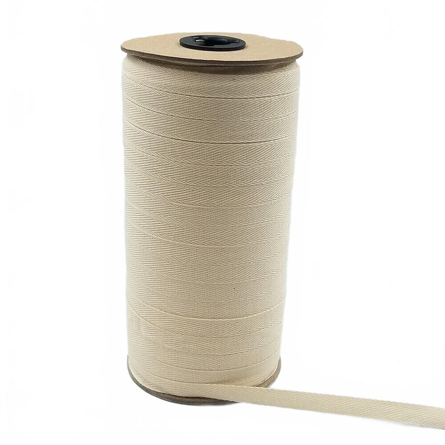 3/8 Inch 100% Cotton Classic Lightweight Natural Twill Ribbon With Woven Edge ()