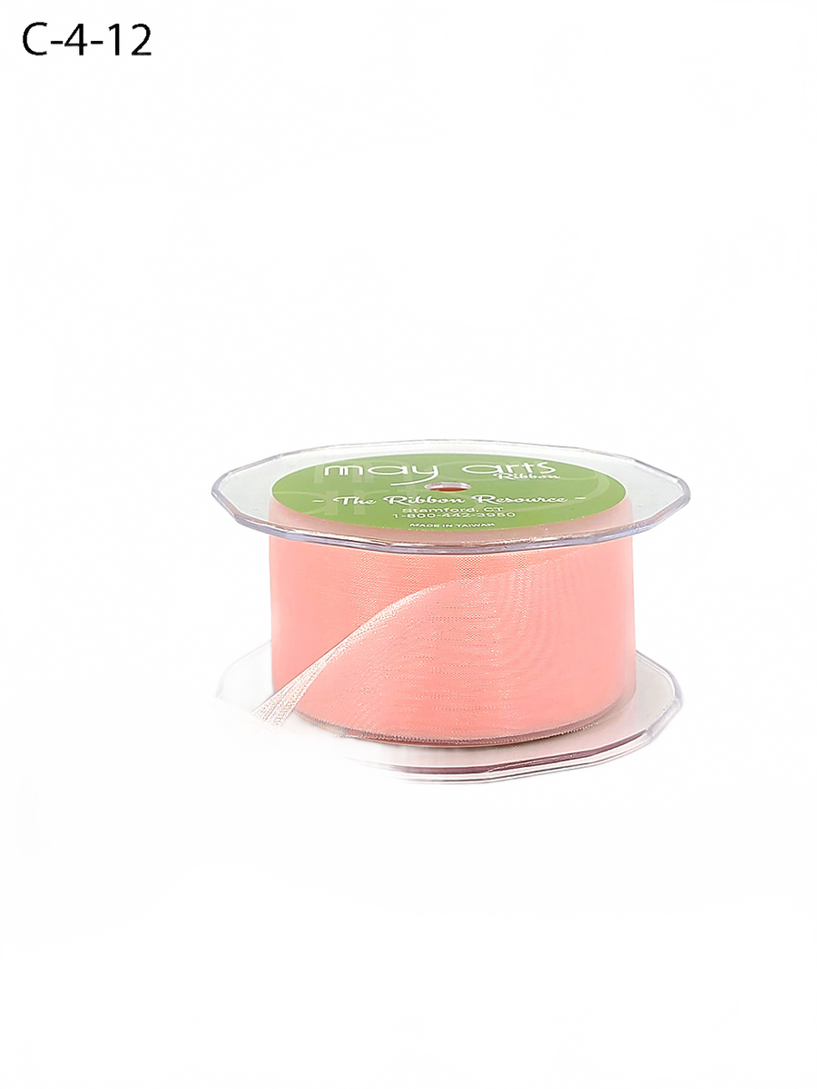 1.5 Inch Soft Shimmer Peach Sheer Ribbon With Cut Edge