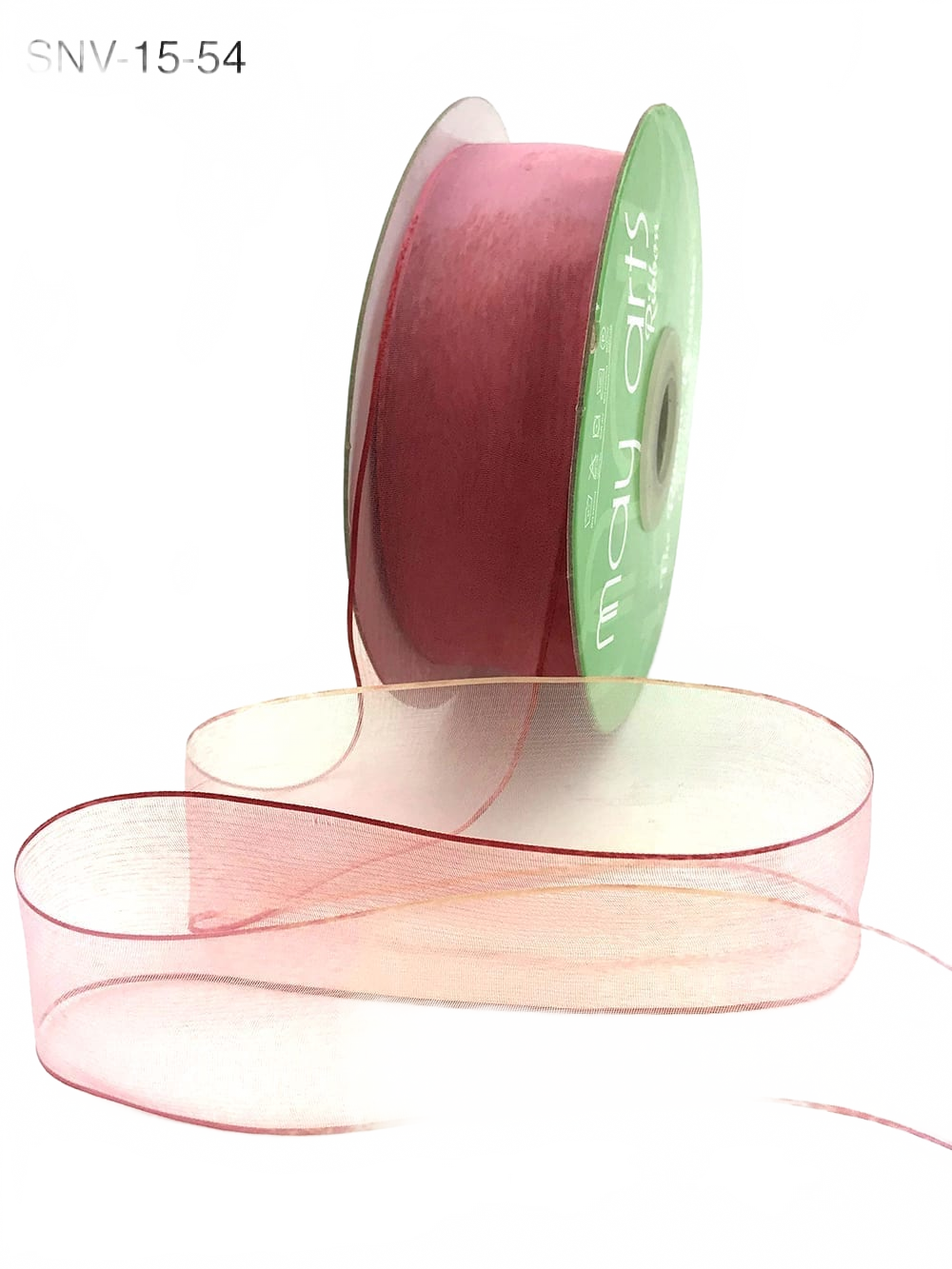 1.5 Inch Soft Variegated (Multi-Color) Red/Pink/Ivory Sheer Ribbon With Thin Solid Edge