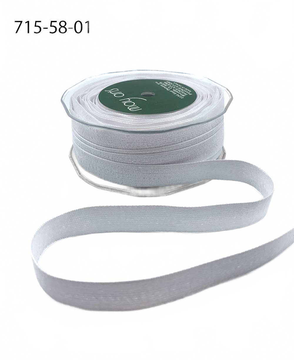 5/8 Inch Fuzzy Woven White Ribbon