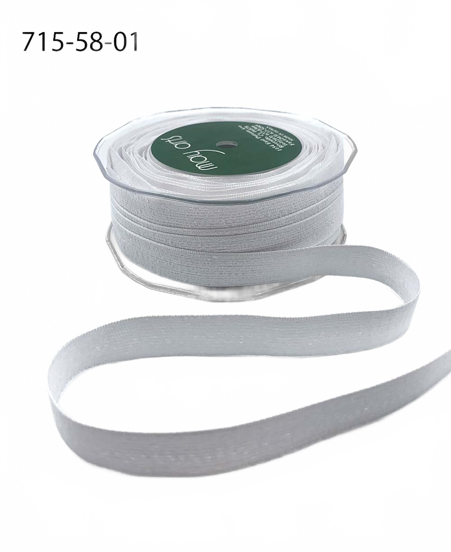 5/8 Inch Fuzzy Woven White Ribbon