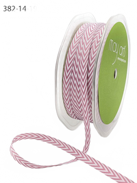 1/4 Inch Mauve Twill Chevron Stripe Ribbon With Woven Edge