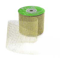 2.5 Inch Loose Weave Gold Metallic Knit Net Ribbon