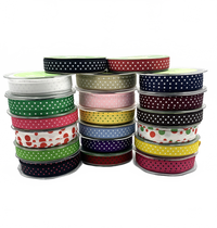 5/8 Inch Grosgrain Printed Dots Ribbon With Woven Edge