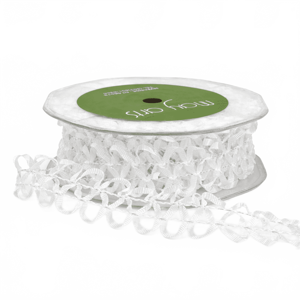 1 Inch Loose Braid Wired White Ribbon