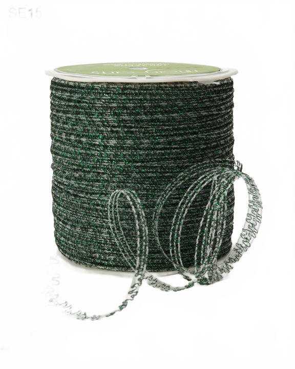 1/8 Inch Sparkle Glitter Curling Green Ribbon