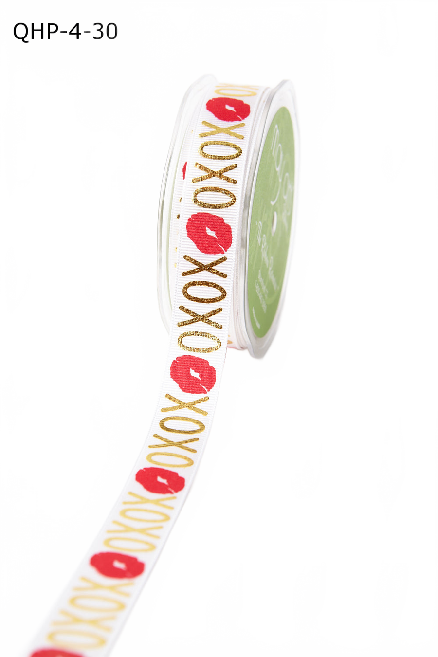 3/4 Inch Xoxo Kiss Grosgrain Xoxo Kiss Print Ribbon With Woven Edge