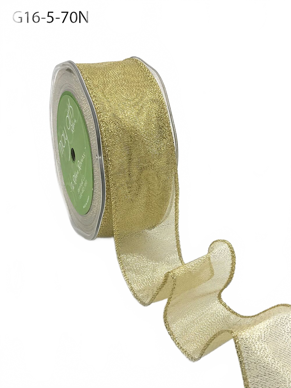 1.5 Inch Semi-Sheer Metallic Gold Ribbon