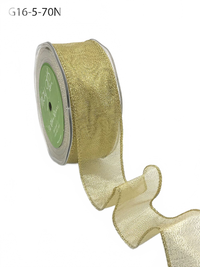 1.5 Inch Semi-Sheer Metallic Gold Ribbon