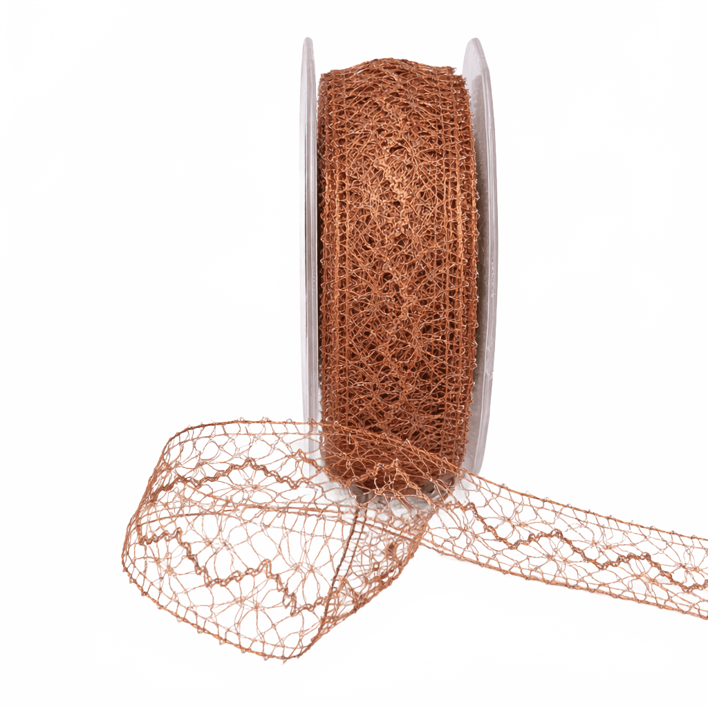 1.5 Inch Metallic Copper Metallic Crochet Ribbon