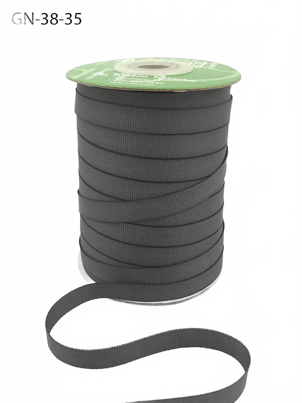 ~3/8 Inch Light-Weight Flat Stormy Grey Grosgrain Ribbon With Woven Edge