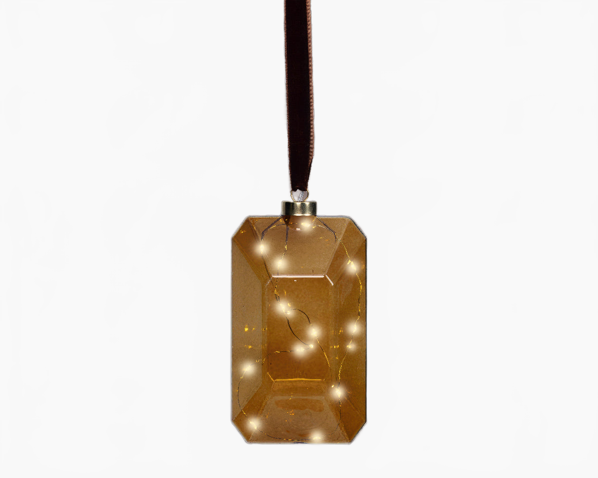 7" Micro LED Brown Jewel Ornament Battery Operated