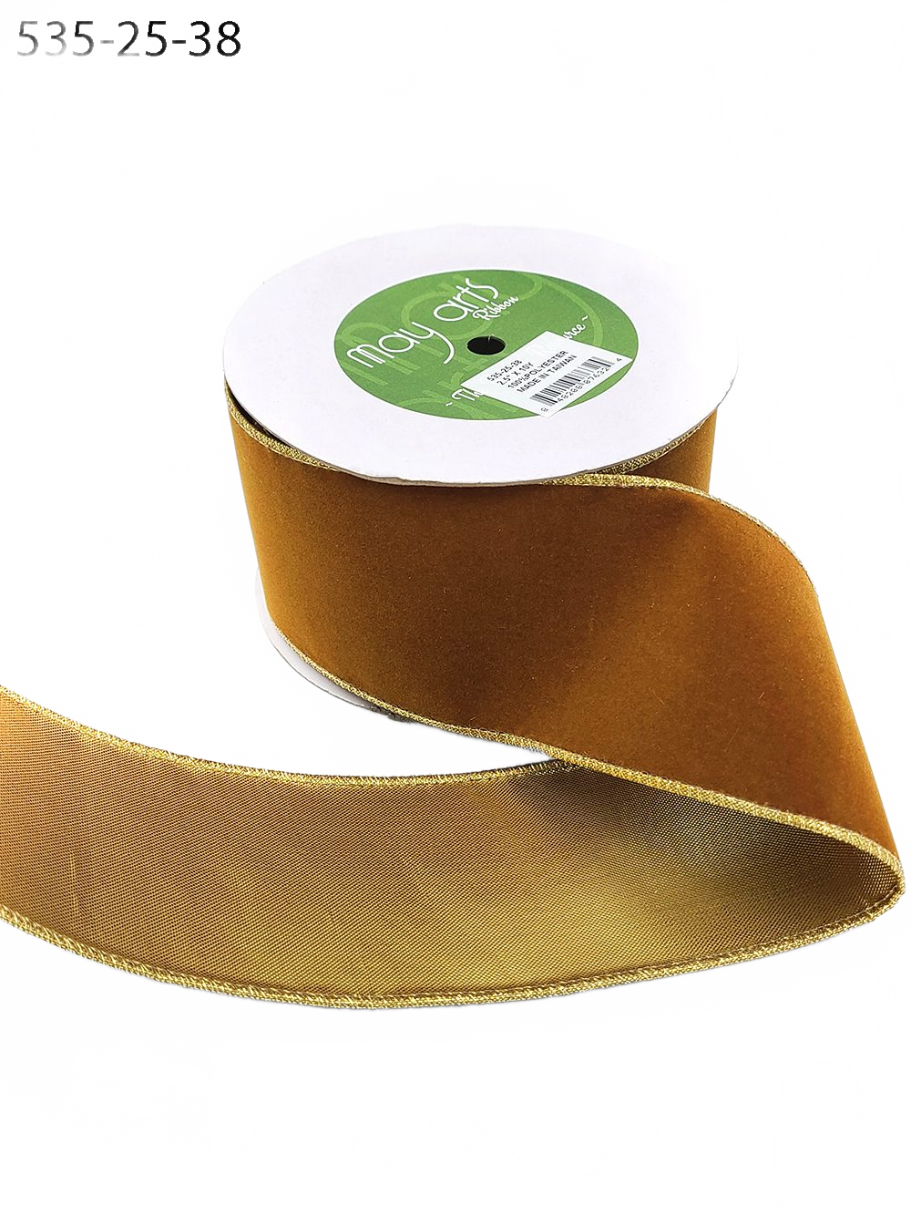 2.5 Inch Bronze Velvet Gold Back Ribbon With Wired Edge