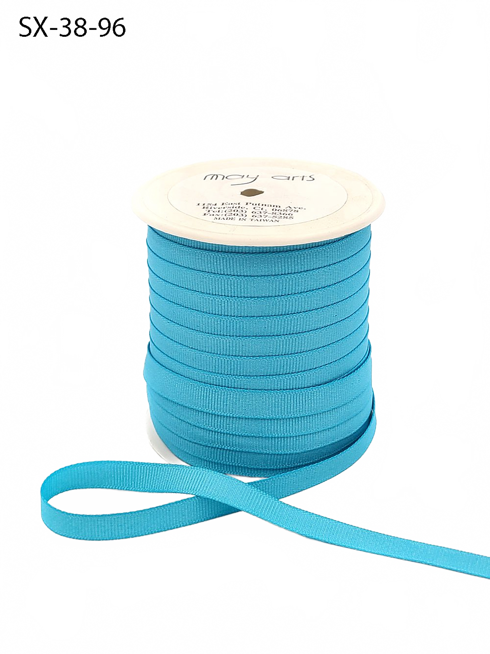 3/8 Inch Heavy-Weight (Higher Thread Count) Classic Turquoise Grosgrain Ribbon With Woven Edge