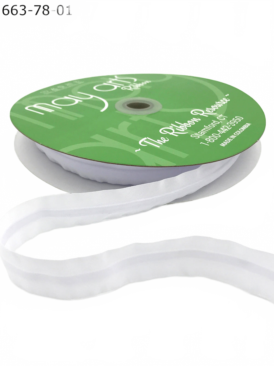 7/8 Inch Taffeta With White Velvet Center Line Ribbon With Woven Edge