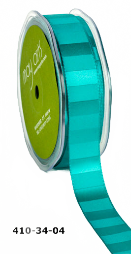3/4 Inch Horizontal Stripe Teal Satin Ribbon