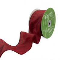 2.5″ Burgundy Dupioni Ribbon With Wired Edge