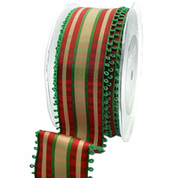 1.5 Inch Looped Picot Edge Plaid Red/Green Ribbon