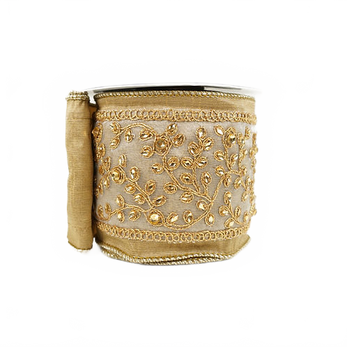 Ribbon Gold Diamond Trim Dupion 4"