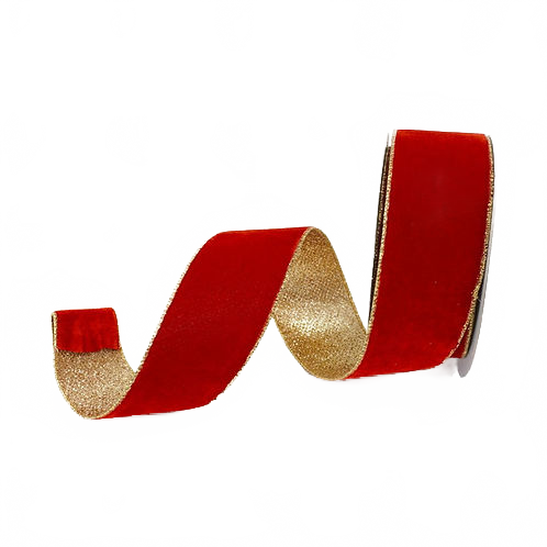 Ribbon Velvet Glitter Red And Gold