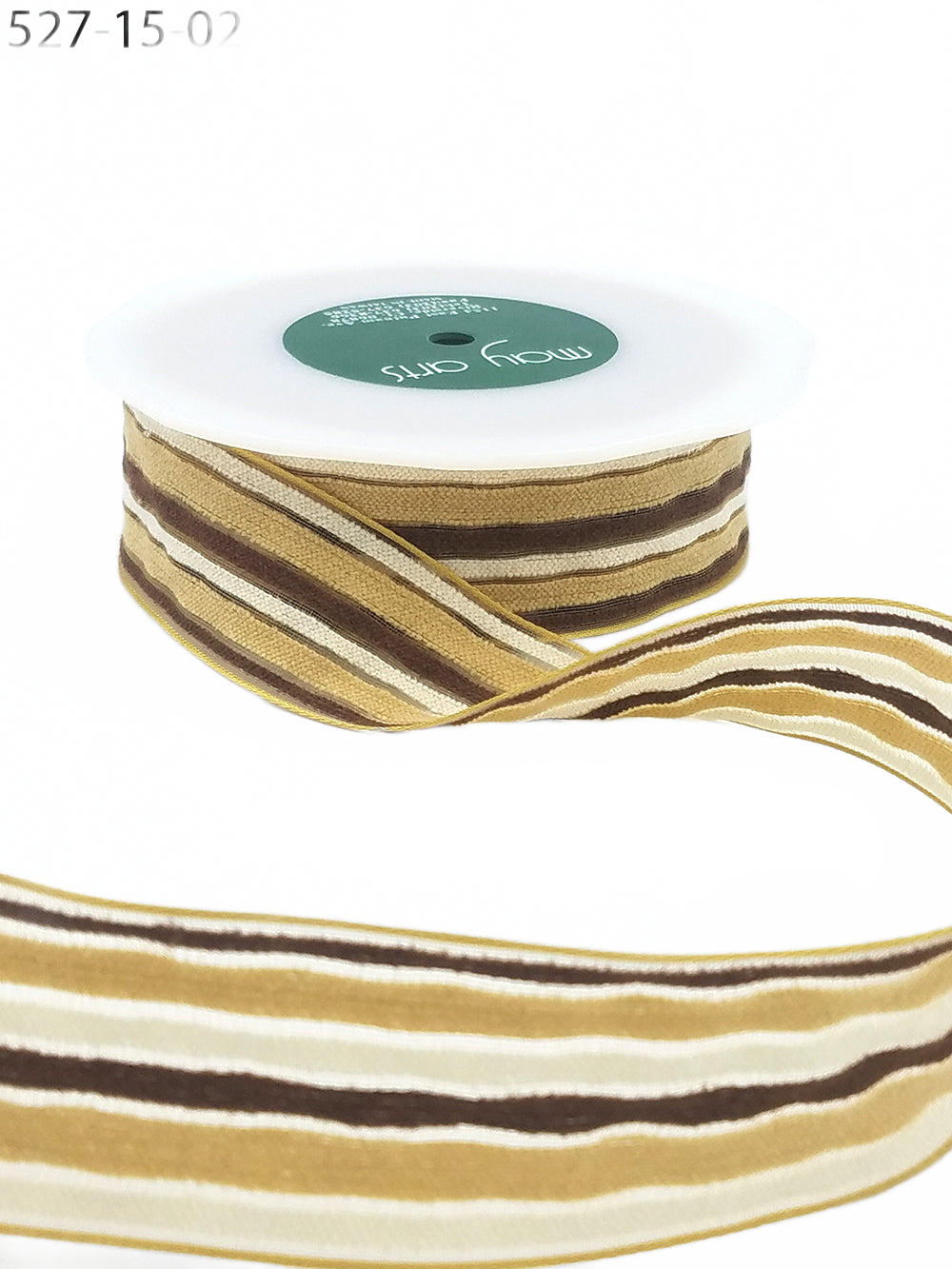 1.5 Inch Multi-Color Fuzzy Striped Ribbon With Woven Edge