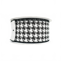 Ribbon Glitter Houndstooth With Black And White