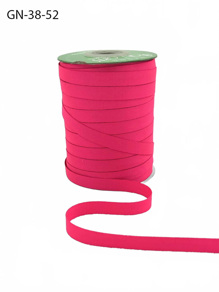 ~3/8 Inch Light-Weight Flat Neon Fuchsia Grosgrain Ribbon With Woven Edge