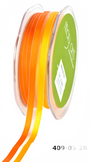 1/2 Inch Orange Organza Two Tone Woven Edge Ribbon