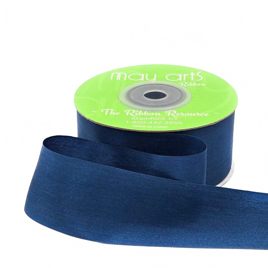 1.25 Inch 100% Hand-Dyed Marine Silk Ribbon With Woven Edge