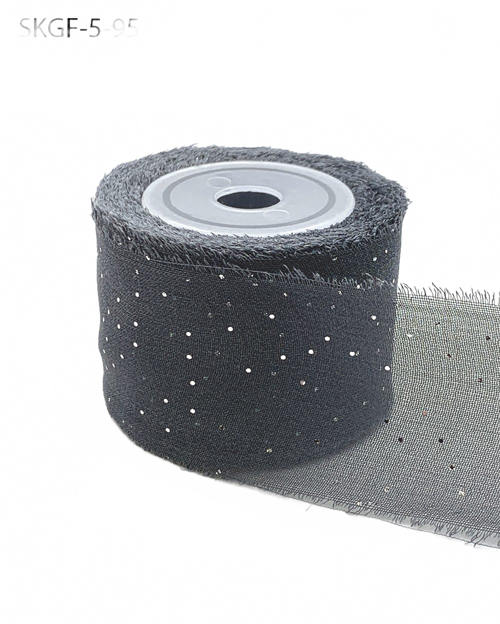 1.25 Inch Mini Metallic Dot Charcoal/Silver Silk Georgette Ribbon