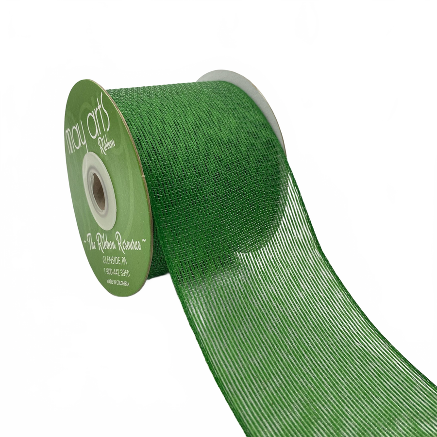 2 2/3 Inch Semi Green Sheer Ribbon With Woven Edge