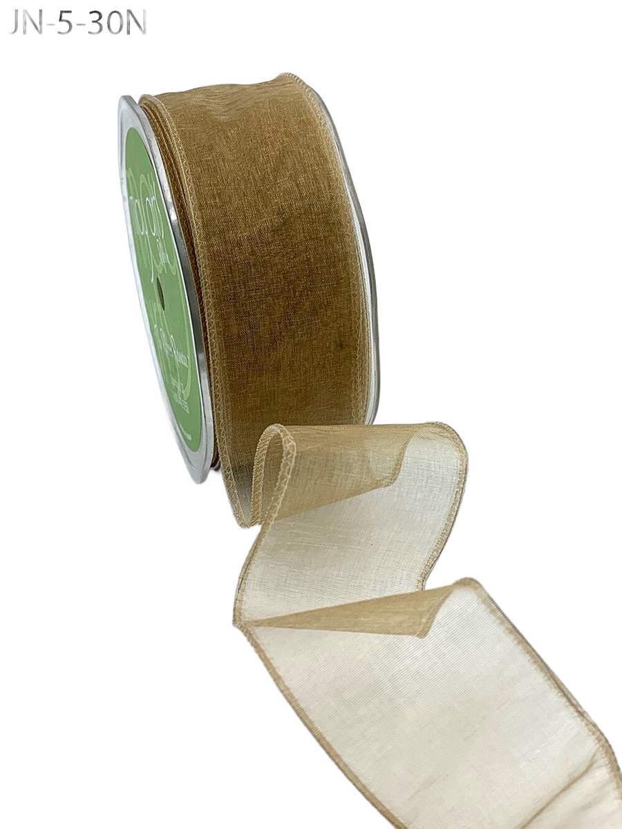 1.5 Inch Shimmer Gold Sheer Ribbon With Wired Edge