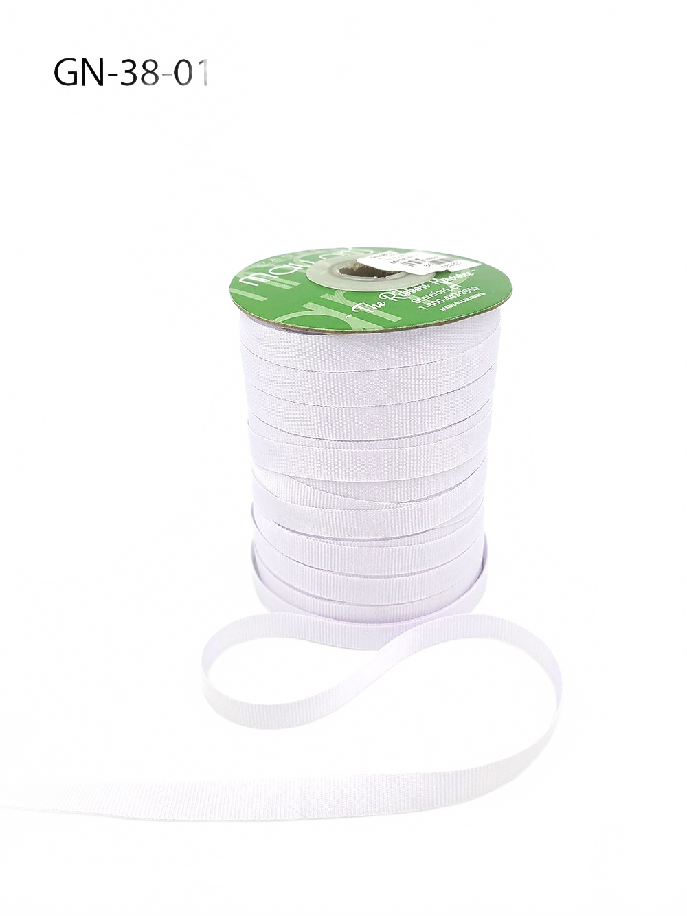 ~3/8 Inch Light-Weight Flat White Grosgrain Ribbon With Woven Edge