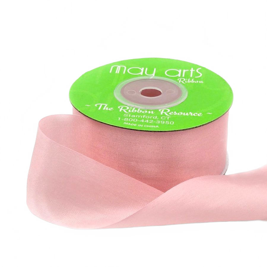 1.25 Inch 100% Hand-Dyed Rose Quartz Silk Ribbon With Woven Edge