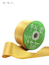 2.5 Inch Classic Double Faced Gold Satin Ribbon With Woven Edge