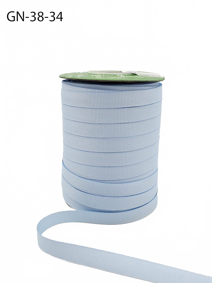 ~3/8 Inch Light-Weight Flat Light Blue Grosgrain Ribbon With Woven Edge