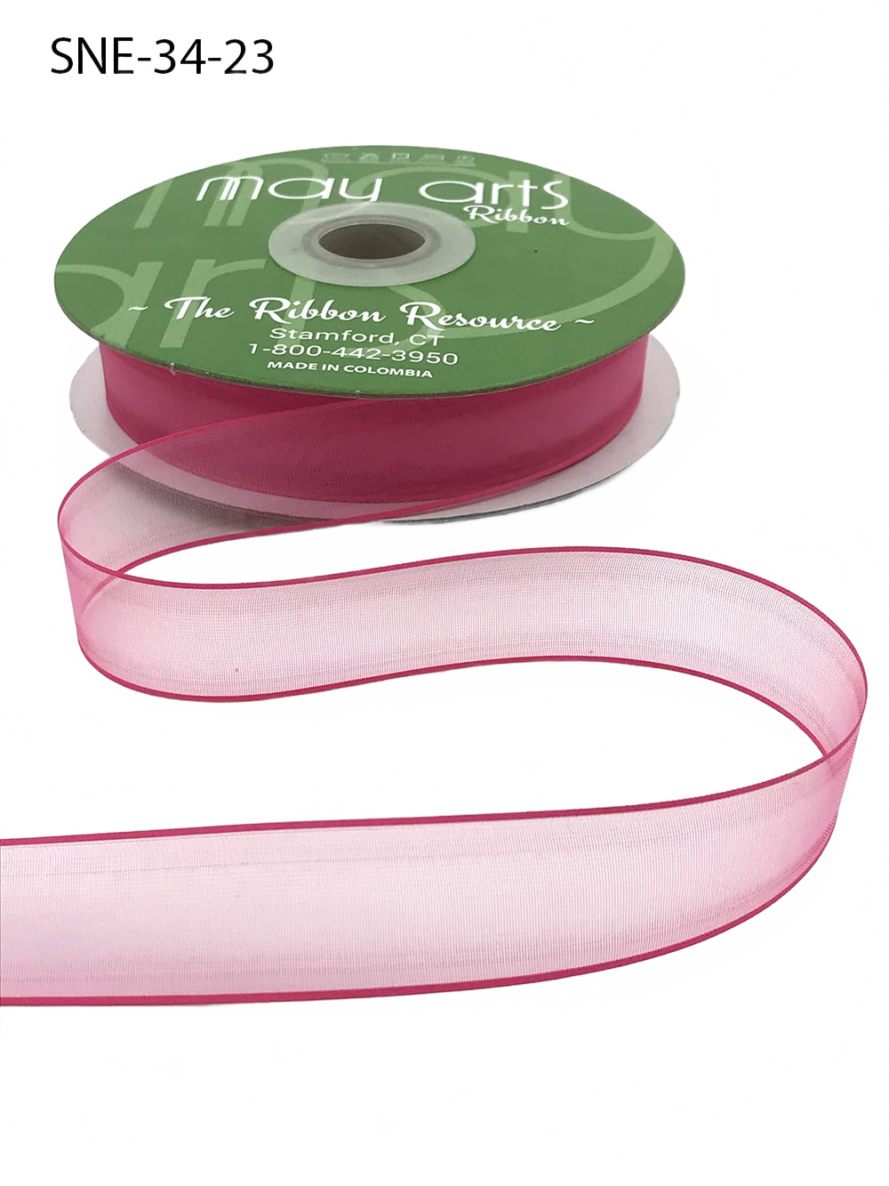 ~3/4 Inch Soft Watermelon Sheer Ribbon With Thin Solid Edge