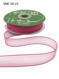 ~3/4 Inch Soft Watermelon Sheer Ribbon With Thin Solid Edge