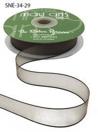 ~3/4 Inch Soft Light Brown Sheer Ribbon With Thin Solid Edge