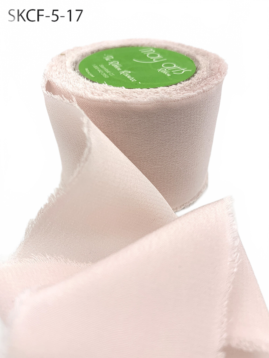1.25 Inch 100% Silk Pink Crepe With Frayed Edge (Non-Dyed And Hand-Dyed)